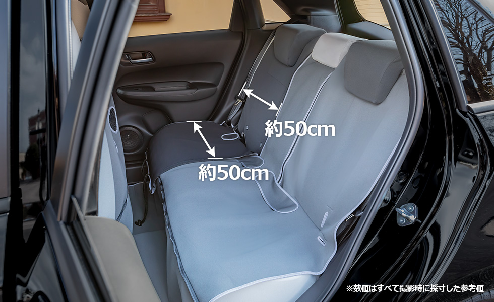 ファスナーを開けたときの同乗者のスペース。