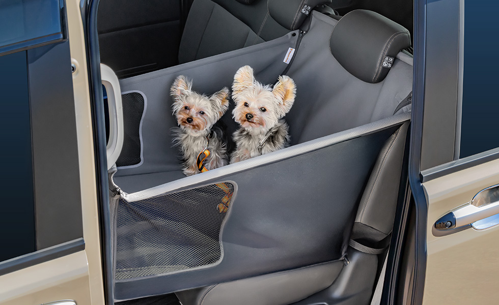 多頭のわんこが乗車したときのイメージ（合計25kgまで）。