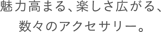 魅力高まる、楽しさ広がる、数々のアクセサリー。