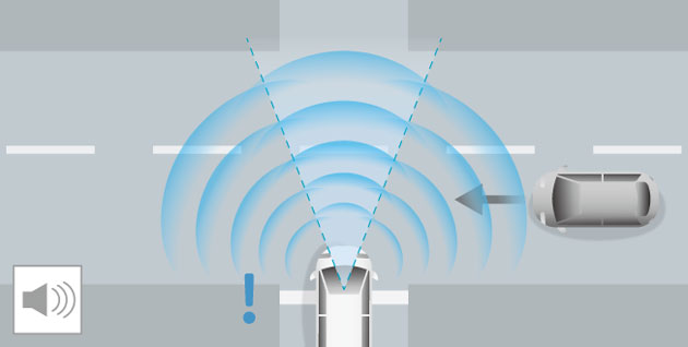 フロントワイドビューカメラで検知