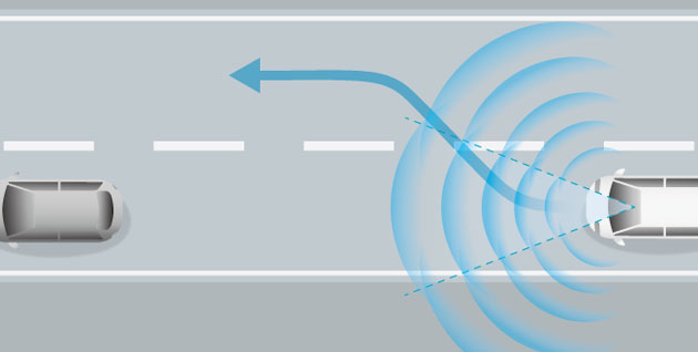 後方ソナーセンサーで検知