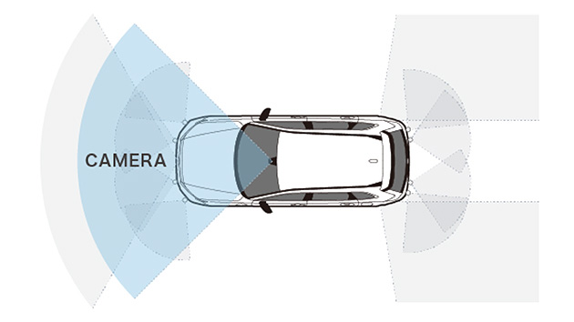 フロントワイドビューカメラで検知