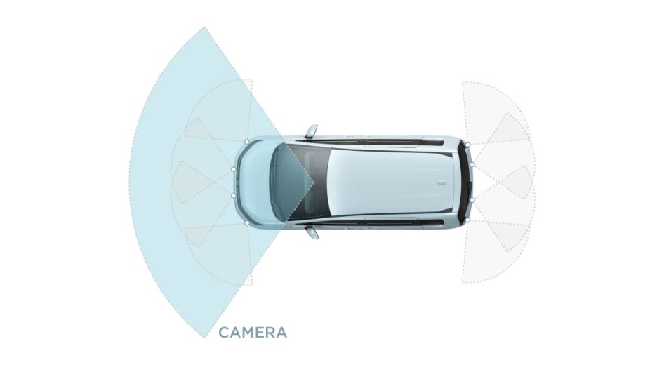 フロントワイドビューカメラで検知