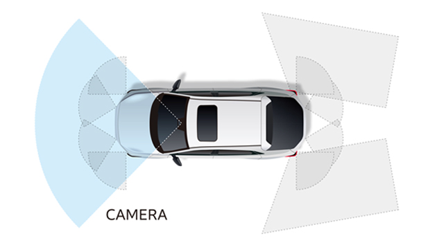 フロントワイドビューカメラで検知