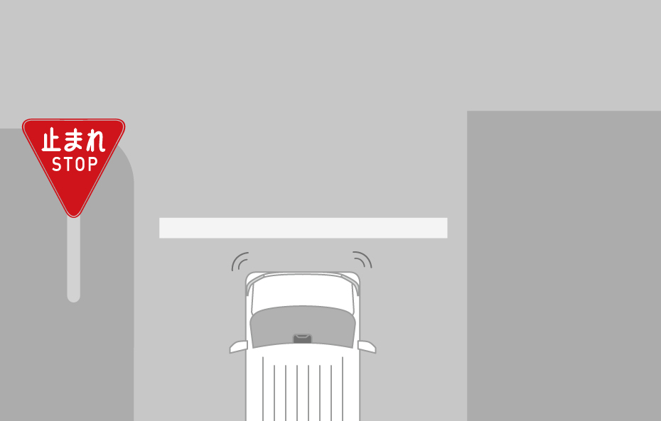 一時停止位置や信号待ちからの発進時