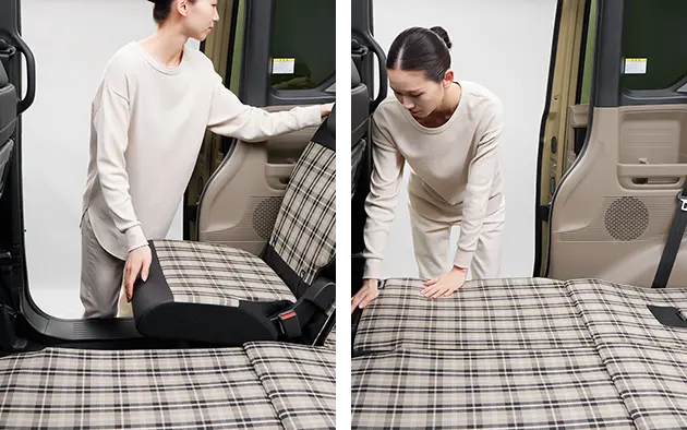 操作は後席シートを前に倒すだけ