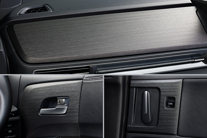 インストルメントパネル＆フロントドアパネル＆スライドドアパネル〈黒木目調〉