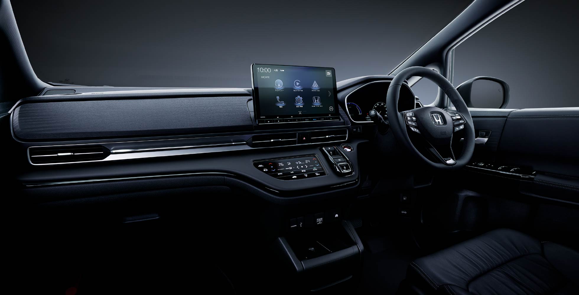 e:HEV ABSOLUTE・EX BLACK EDITION　ボディーカラーはダイヤモンドダスト・パール　ディーラーオプション装着車