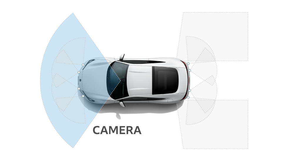 フロントワイドビューカメラで検知