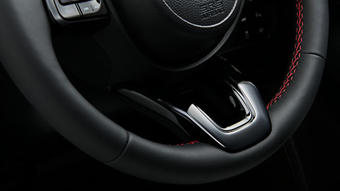 本革巻ステアリングホイール（スムースレザー ） 〈レッドステッチ〉