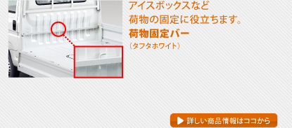 �A�C�X�{�b�N�X�ȂǁA�ו��̌Œ�ɖ𗧂��܂��B�ו��Œ�o�[�i�^�t�^�z���C�g�j