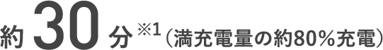 約30分※1（満充電量の約80％充電）