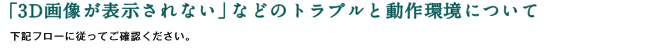 �u3D�摜���\������Ȃ��v�Ȃǂ̃g���u���Ɠ�����ɂ��ā@�����L�t���[�ɏ]���Ă��m�F���������B