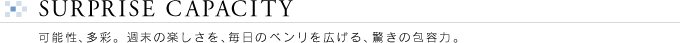SURPRISE CAPACITY�@�\���A���ʁB�T���̊y�������A�����̃x�������L����A�����̕�e�́B