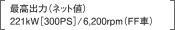 �ō��o�́i�l�b�g�l�j221kW�m300PS�n/6,200rpm�iFF�ԁj