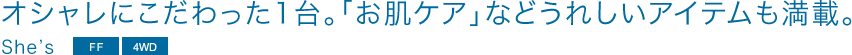 �I�V�����ɂ��������1��B�u�����P�A�v�Ȃǂ��ꂵ���A�C�e�������ځBShe�fs[FF][4WD]