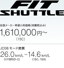 FIT SHUTTLE �S�����|�J�[��]�������i�i����ō��݁j1,610,000�~�i15C�j�`