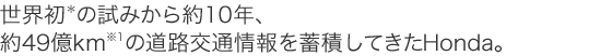 ���E�����̎��݂����10�N�A��49��km��1�̓��H��ʏ���~�ς��Ă���Honda�B