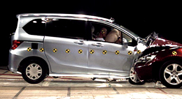 �e�X�g�ԗ��ɂ��N���}���݂̏Փˎ���