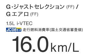 G�E�W���X�g�Z���N�V����(FF)/G�G�A��(FF) 1.5L i-VTEC JC08���[�h���s�R�����(���y��ʏȐR���l) 16.0km/L