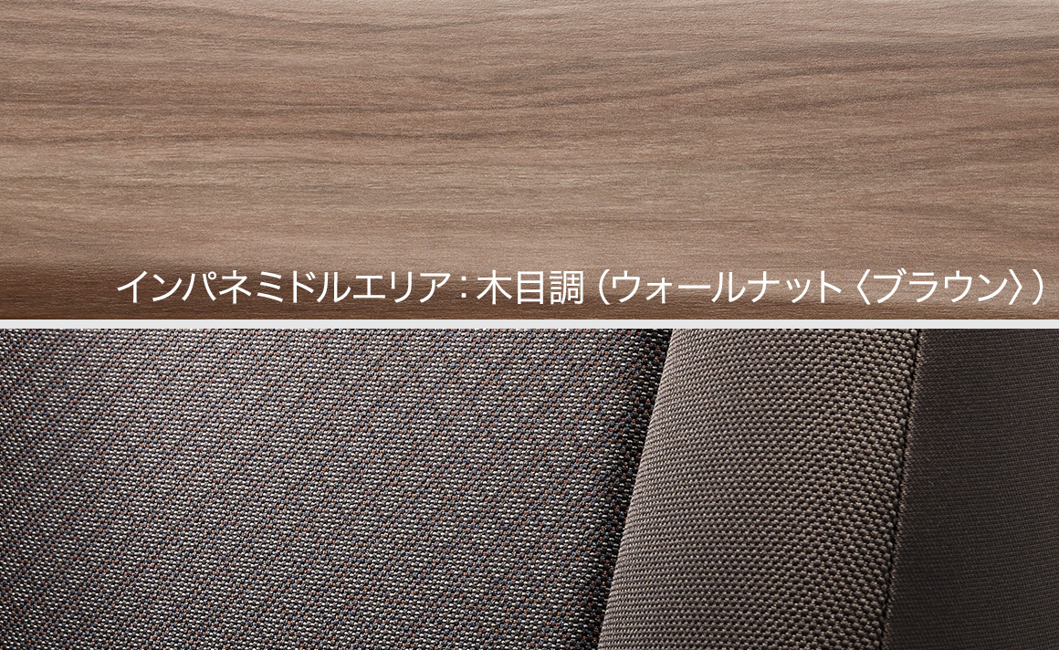 シート写真 インパネミドルエリア：ウォールナット（ブラウン）
