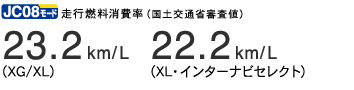 JC08���[�h���s�R������i���y��ʏȐR���l�j23.2km/L�iXG/XL�j 22.2km/L�iXL�E�C���^�[�i�r�Z���N�g�j