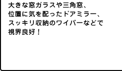 �傫�ȑ� �K���X��O�p���A �ʒu�ɋC��z�����h�A�~���[�A �X�b�L�����[�̃��C�p�[�Ȃǂ� ���E�ǍD�I