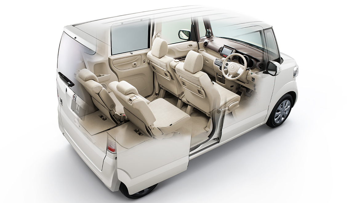 Photo：N-BOX G 特別仕様車 SSパッケージ（FF） ボディカラーはプレミアムホワイト・パールⅡ　メーカーオプション、ディーラーオプション装着車　カットボディによる合成写真