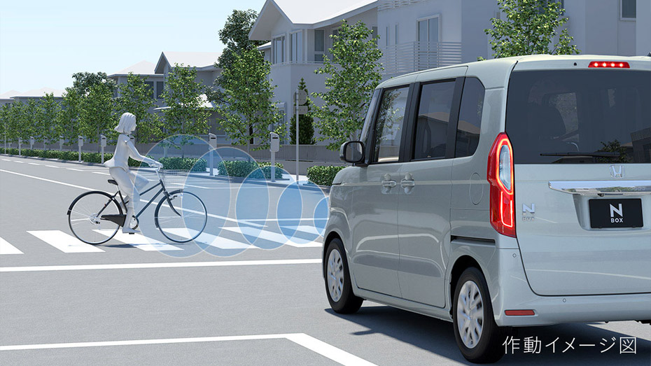 横断中の自転車にも目が届く。