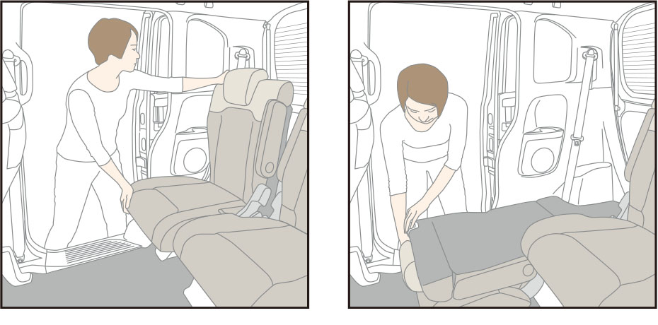 チップアップ&ダイブダウン機構付スライドリアシート