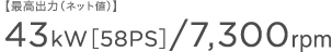 �y�ō��o�́i�l�b�g�l�j�z43kW�m58PS�n/7,300rpm