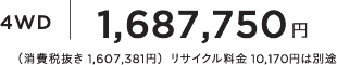 4WD1,687,750�~�i����Ŕ��� 1,607,381�~�j���T�C�N������ 10,170�~�͕ʓr