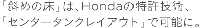 �u�΂߂̏��v�́AHonda�̓����Z�p�A�u�Z���^�[�^���N���C�A�E�g�v�ŉ\��