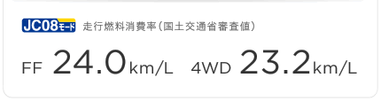 JC08���[�h���s�R������i���y��ʏȐR���l�jFF 24.0km/L 4WD 23.2km/L