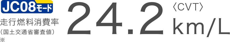 JC08モード走行燃料消費率※1（国土交通省審査値）21.2km/L〈CVT〉 ）