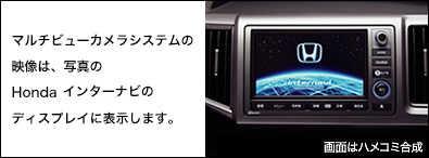 �}���`�r���[�J�����V�X�e���̉f���́A�ʐ^��Honda �C���^�[�i�r�̃f�B�X�v���C�ɕ\�����܂��B