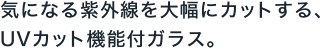 �C�ɂȂ鎇�O����啝�ɃJ�b�g����A UV�J�b�g�@�\�t�K���X�B