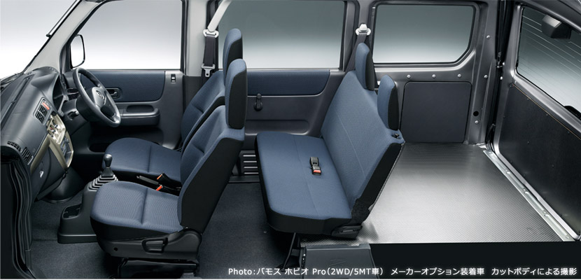 Photo:バモス ホビオ Pro(2WD/5MT車) メーカーオプション装着車 カットボディによる撮影