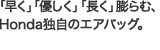 �u�����v�u�D�����v�u�����v�c��ށAHonda�Ǝ��̃G�A�o�b�O�B
