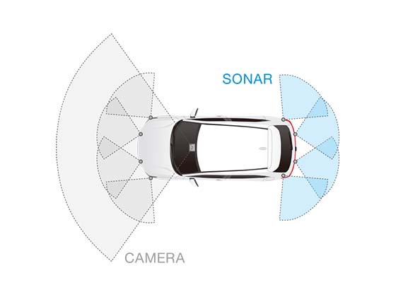 後方ソナーセンサーで検知