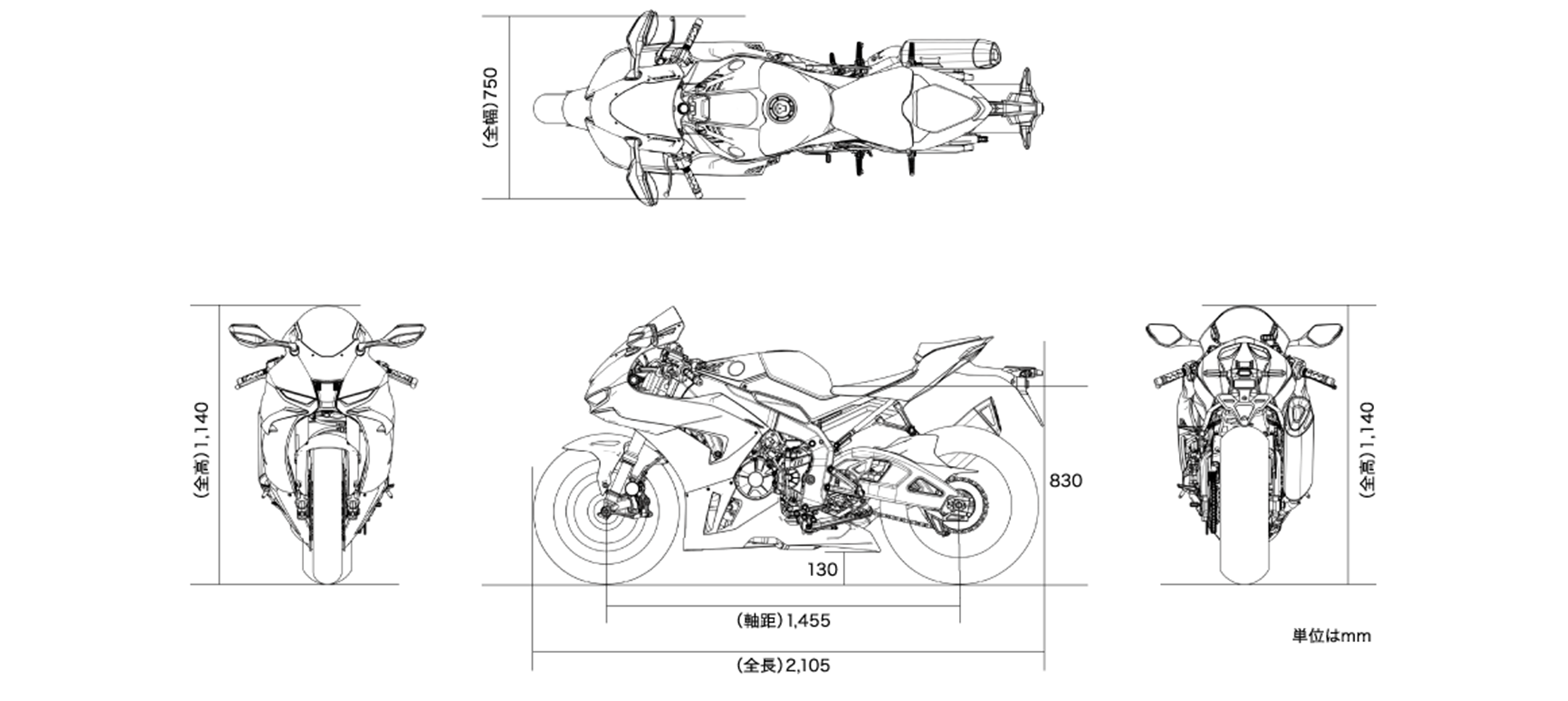 CBR1000RR-R FIREBLADE SP 車体サイズ