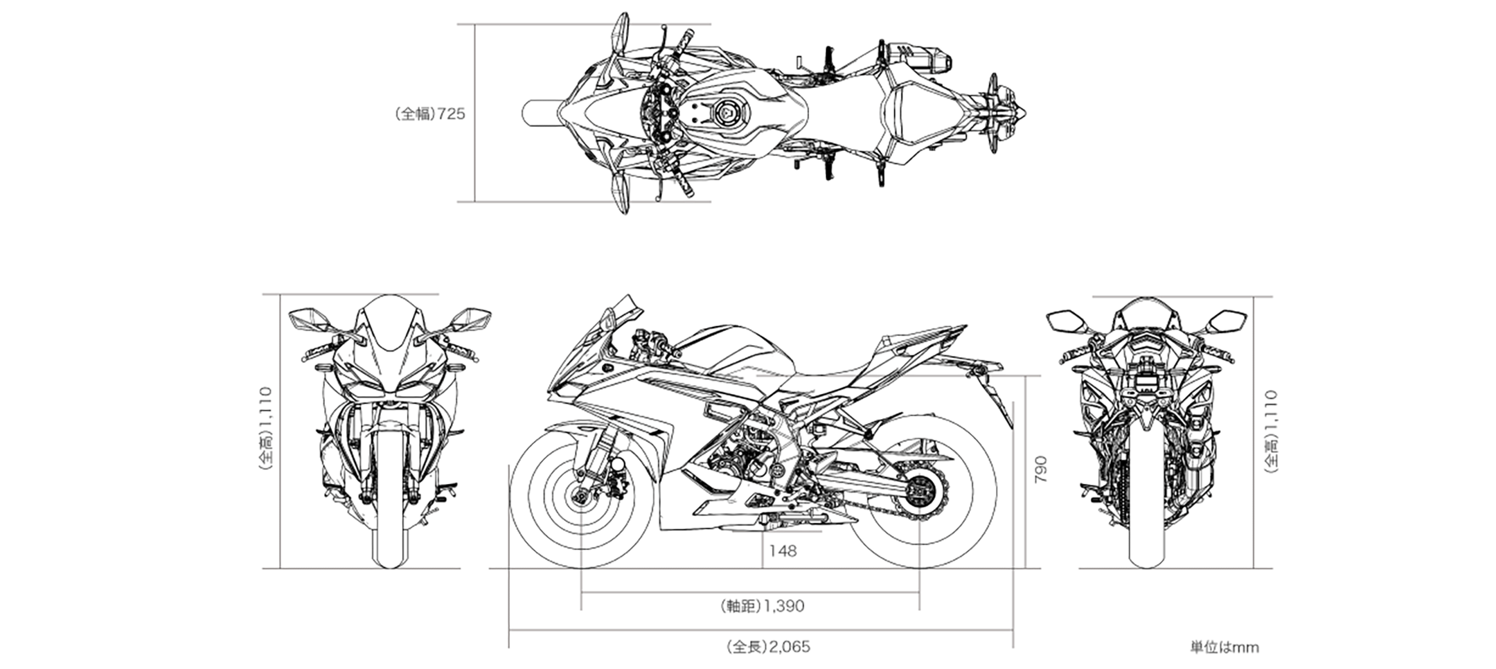 CBR250RR 車体サイズ