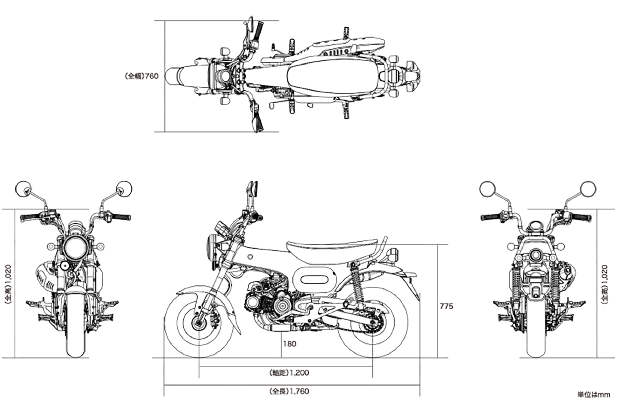 Dax125 車体サイズ