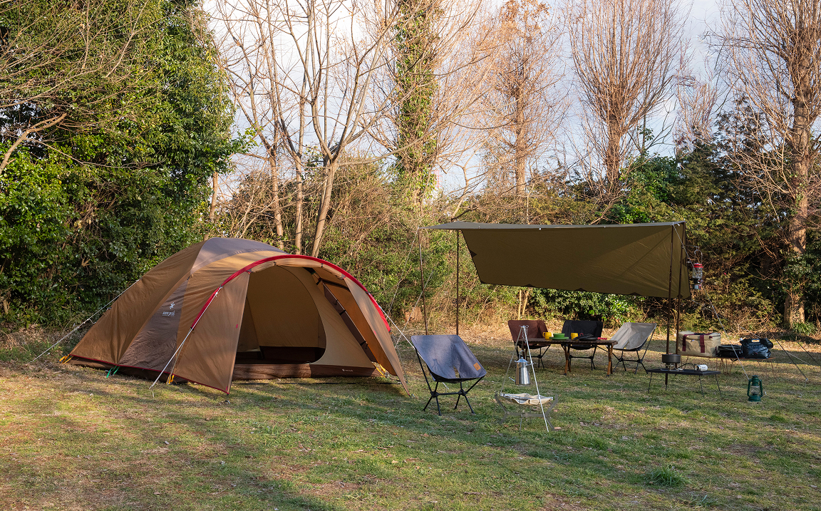 キャンプ道具設営後