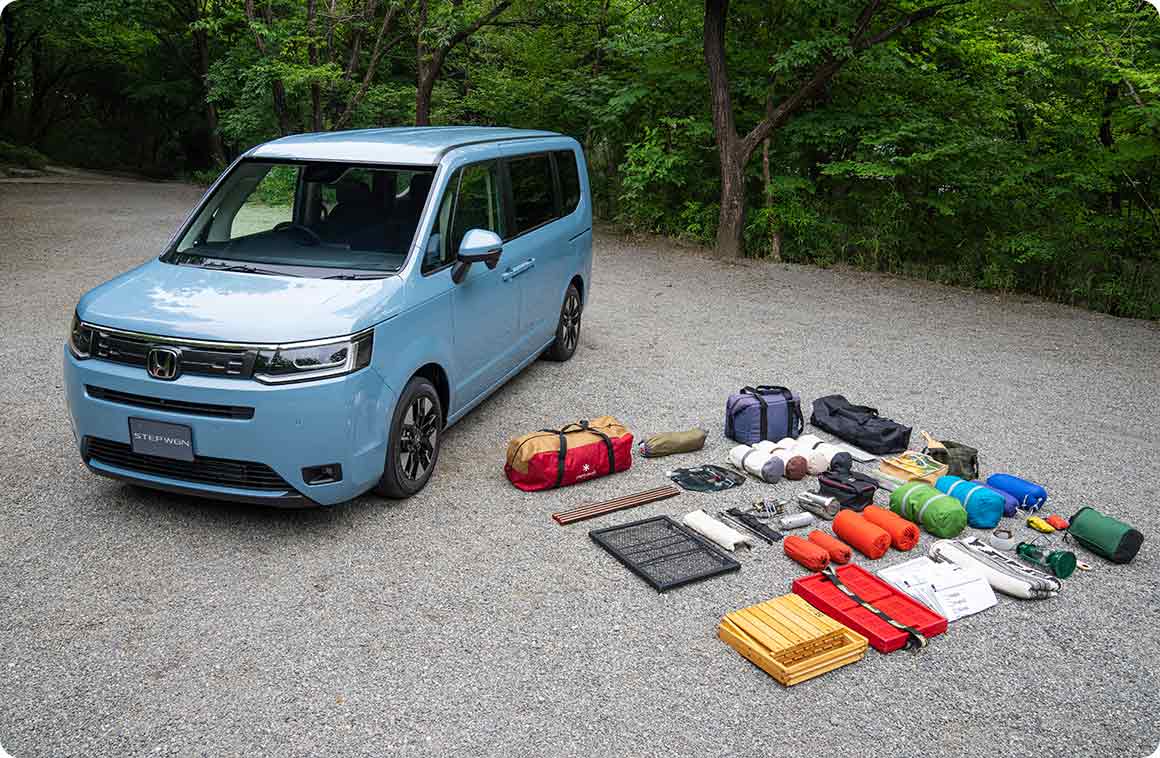 積んだキャンプ道具