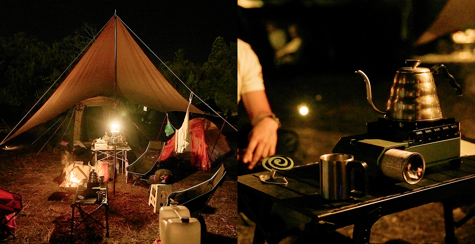 大きなタープとテントの本格スタイル