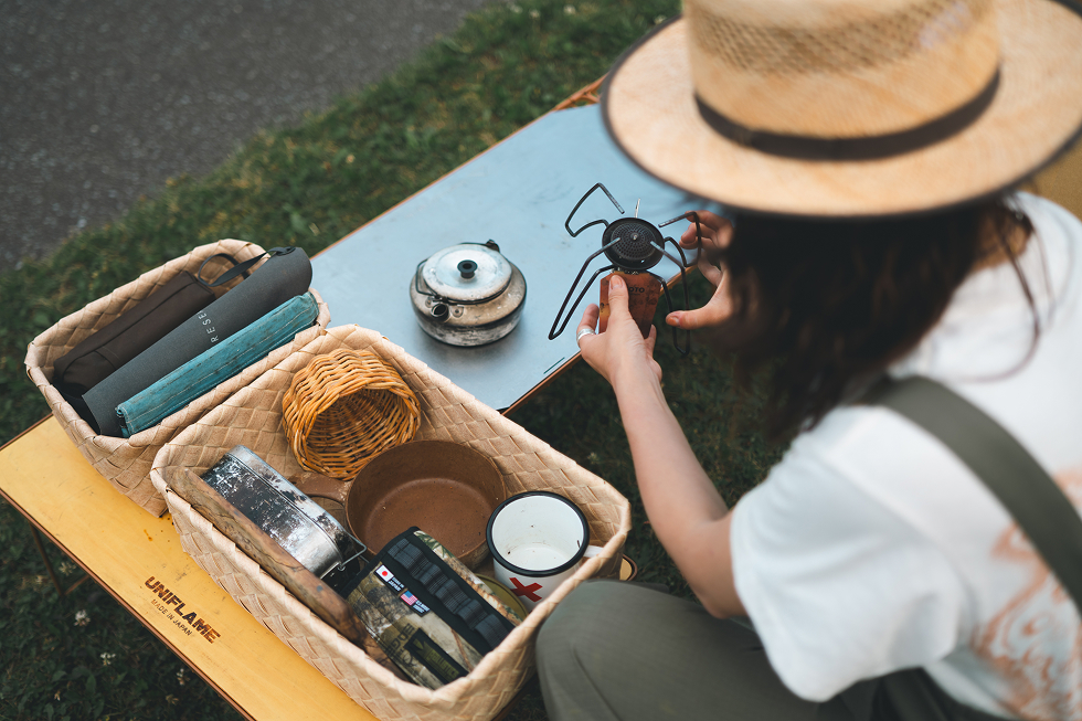 お気に入りの道具や小物を外に持ち出して