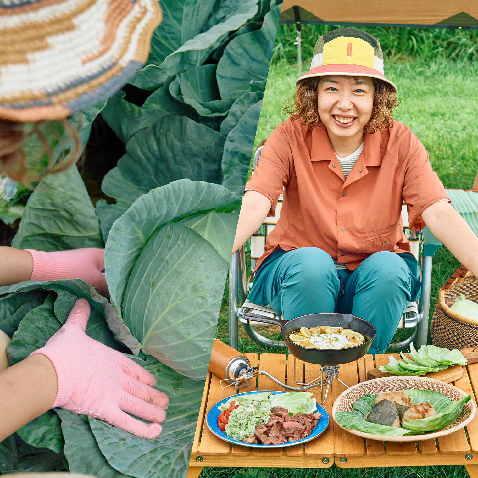 地産地消キャンプ飯旅「嬬恋編」キャベツ収穫体験×キャベツソースの牛肉サラダ