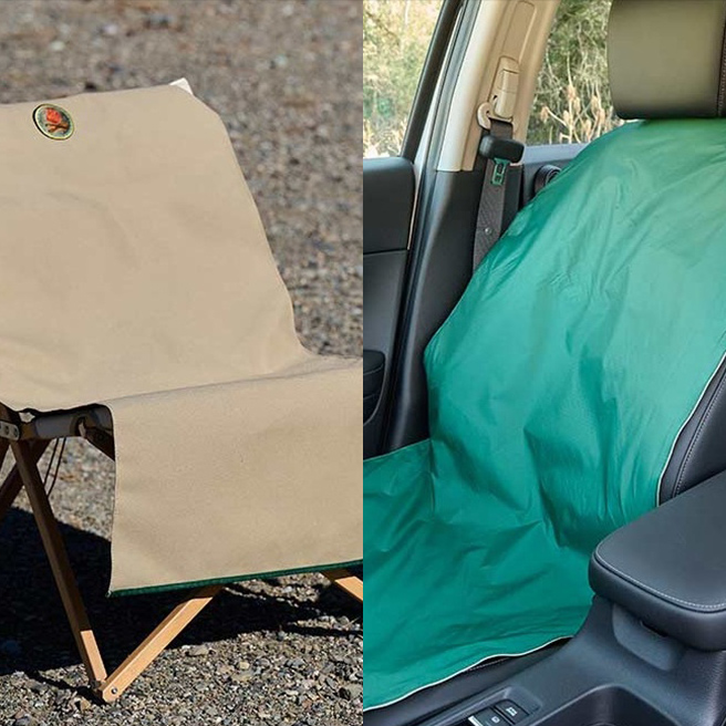 表と裏で機能が変わる！ クルマにもキャンプにも使える 2WAY仕様のシートカバー
