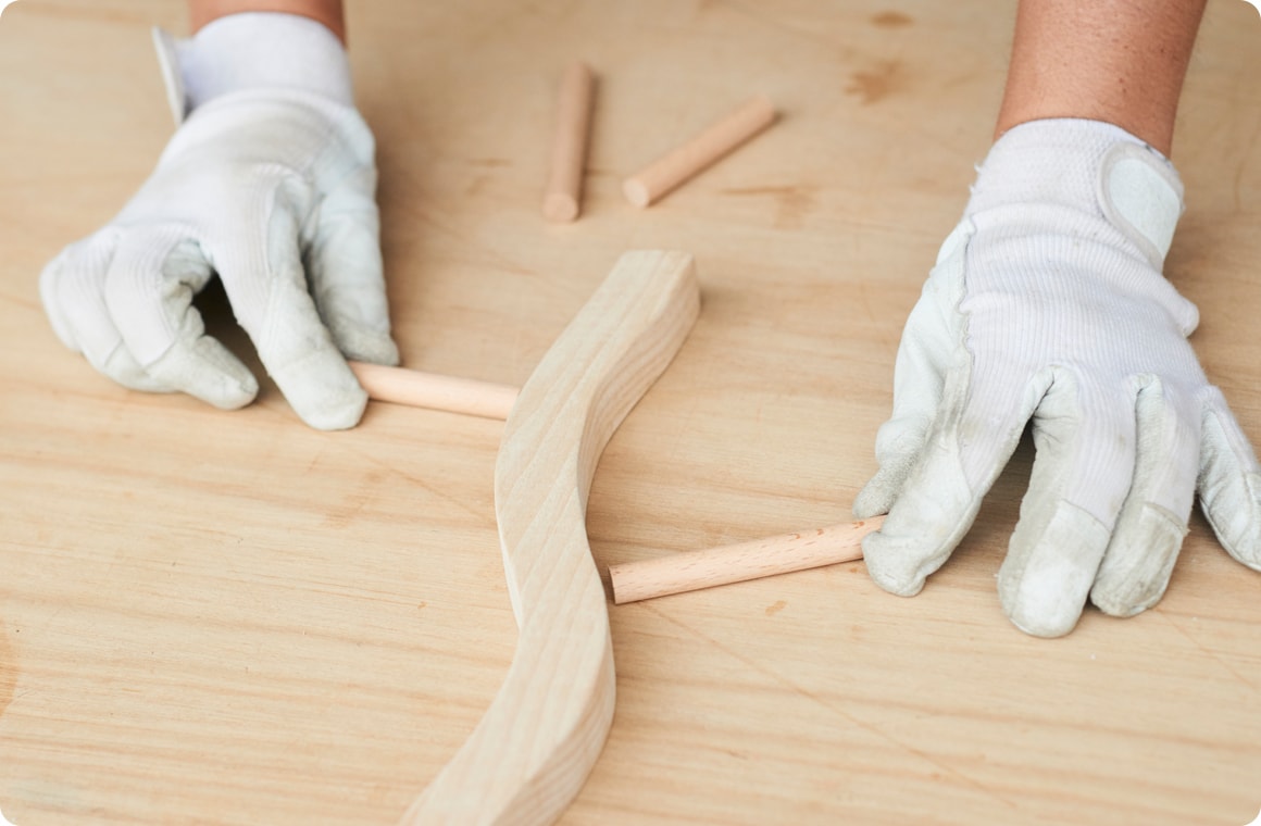 BとCの枝を、Aの支柱のどのあたりに取り付けるか決める